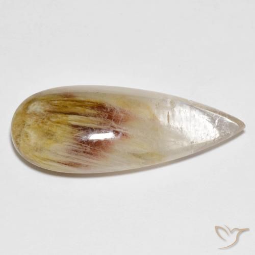 Quartz avec marcassite Multicolore naturelle En forme de poire, 21.71 ct, Transparent