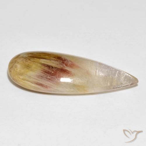 Quartz avec marcassite Multicolore naturelle En forme de poire, 21.71 ct, Transparent