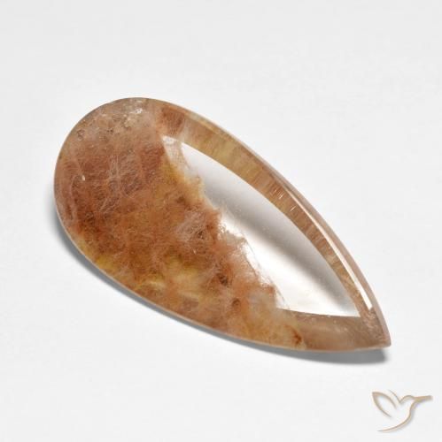 Quartz avec marcassite Multicolore naturelle En forme de poire, 10.47 ct, Transparent