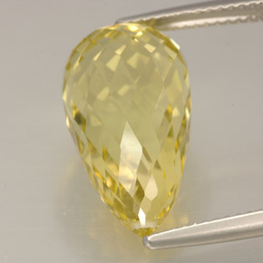 Quartz jaune naturelle briolette, 12,38 ct, IF