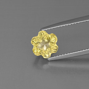 Quartz jaune naturelle taille fleur, 2,19 ct, transparent