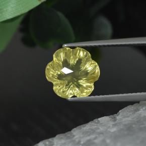 Quartz jaune naturelle taille fleur, 3,43 ct, transparent