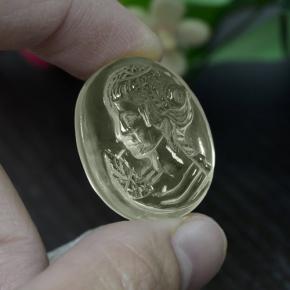 Quartz Jaune clair naturelle Coupe ovale, 30.49 ct, Transparent