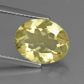 Quartz jaune naturelle coupe ovale, 3,09 ct, VS