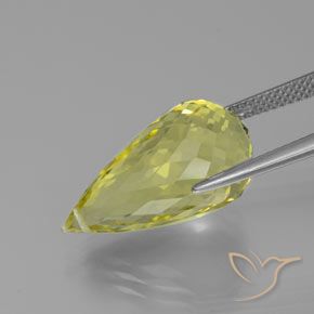 Quartz Jaune clair naturelle Briolette, 12.58 ct, VVS