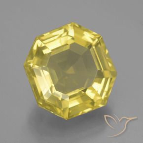 Quartz Jaune clair naturelle Octogone / coupe Émeraude, 12.51 ct, VVS-VS