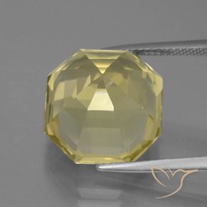 Quartz Jaune pâle naturelle Octogone / coupe Émeraude, 13.34 ct, VVS