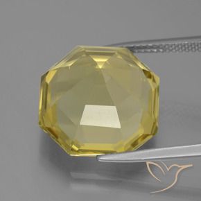 Quartz Jaune doré léger naturelle Octogone / coupe Émeraude, 13.83 ct, VVS