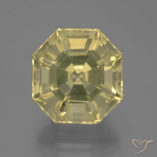 13.37ct Naturel Jaune pâle Quartz, Taille émeraude, VVS