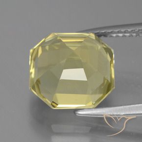 Quartz Jaune pâle naturelle Octogone / coupe Émeraude, 4.93 ct, VVS-VS