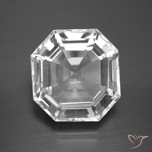 13.29ct Naturel Blanc clair Quartz, Taille émeraude, VVS-VS