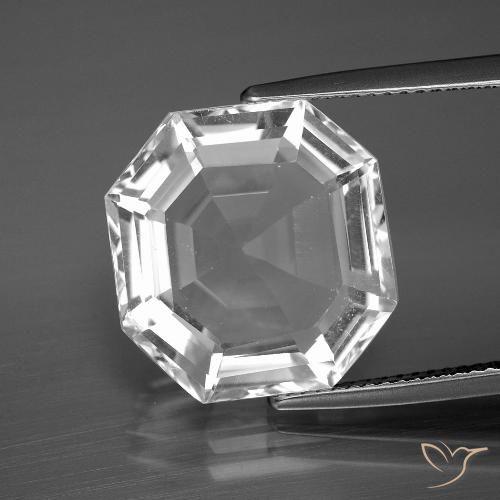 11.90ct Naturel Blanc clair Quartz, Taille émeraude, VVS