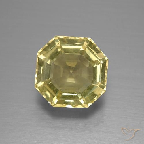 5.02ct Naturel Jaune pâle Quartz, Taille émeraude, VS