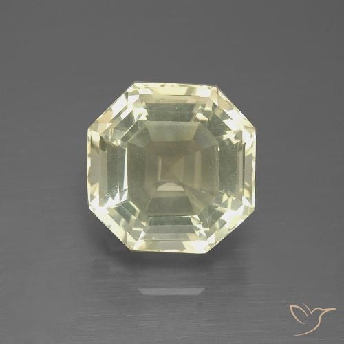 5.08ct Naturel Jaune pâle Quartz, Taille émeraude, VVS-VS