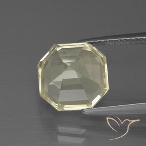 Quartz Jaune pâle naturelle Octogone / coupe Émeraude, 5.08 ct, VVS-VS