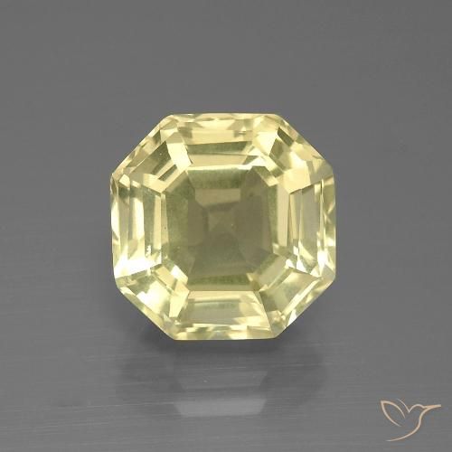 5.27ct Naturel Jaune pâle Quartz, Taille émeraude, VVS-VS