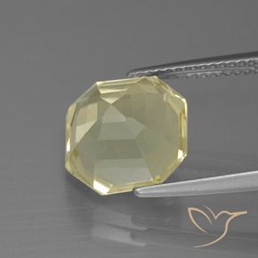 Quartz Jaune pâle naturelle Octogone / coupe Émeraude, 5.27 ct, VVS-VS