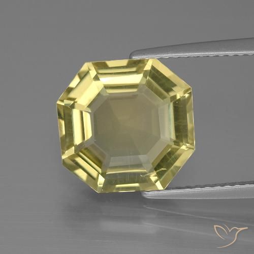 5.56ct Naturel Jaune clair Quartz, Taille émeraude, VS