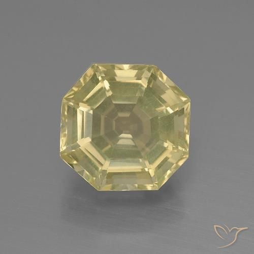 5.28ct Naturel Jaune pâle Quartz, Octogone / coupe Émeraude, VVS-VS, Photo A