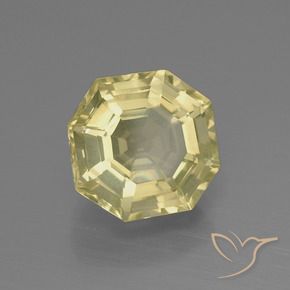 Quartz Jaune pâle naturelle Octogone / coupe Émeraude, 5.28 ct, VVS-VS