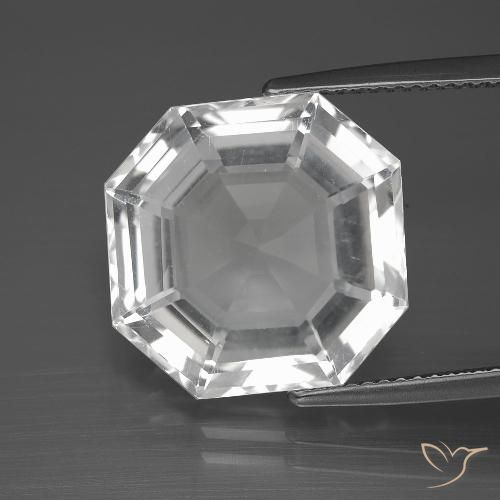 12.10ct Naturel Blanc clair Quartz, Taille émeraude, VVS