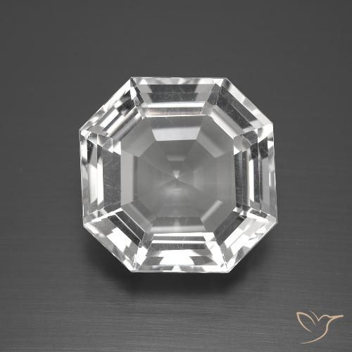 12.93ct Naturel Blanc clair Quartz, Taille émeraude, VVS