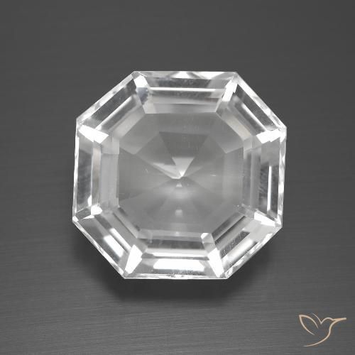12.29ct Naturel Blanc clair Quartz, Taille émeraude, VVS-VS