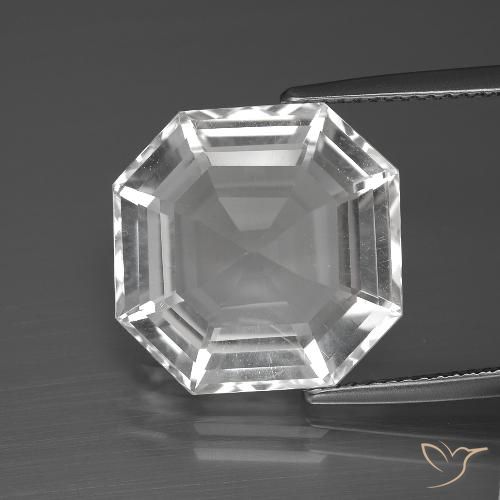 12.34ct Naturel Blanc clair Quartz, Taille émeraude, VVS