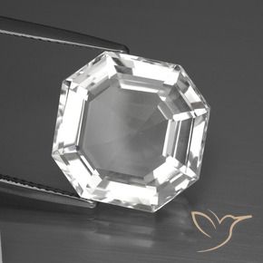 Quartz Blanc clair naturelle Octogone / coupe Émeraude, 12.34 ct, VVS