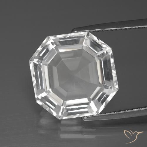 12.51ct Naturel Blanc clair Quartz, Taille émeraude, VVS