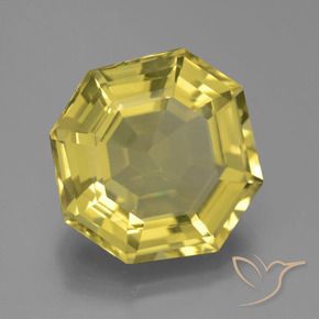 Quartz Jaune moyen naturelle Octogone / coupe Émeraude, 16.14 ct, VVS-VS