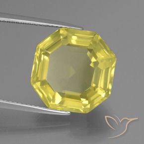 Quartz Jaune moyen-léger naturelle Octogone / coupe Émeraude, 14.90 ct, VVS-VS
