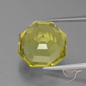 Quartz Jaune ananas naturelle Taille émeraude, 15.85 ct, VVS