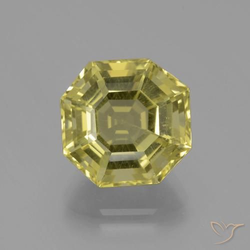 6.58ct Naturel Jaune pâle Quartz, Taille émeraude, VVS
