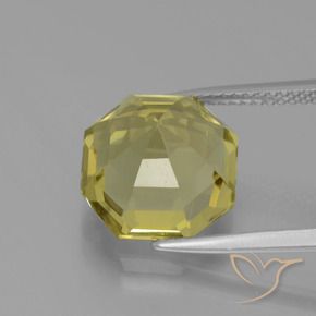Quartz Jaune pâle naturelle Octogone / coupe Émeraude, 6.58 ct, VVS