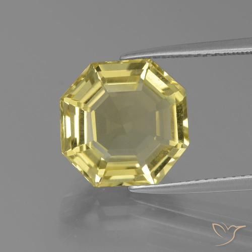 6.03ct Naturel Jaune clair Quartz, Taille émeraude, VS