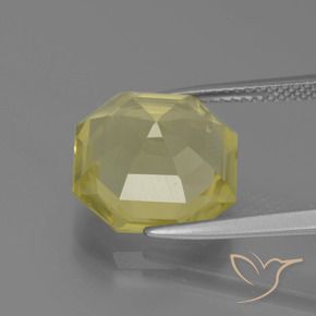 Quartz Jaune clair naturelle Octogone / coupe Émeraude, 7.26 ct, VS