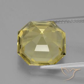 Quartz Jaune moyen-léger naturelle Octogone / coupe Émeraude, 9.24 ct, VVS-VS