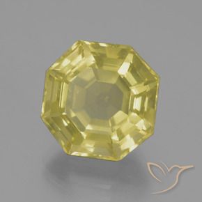 Quartz Jaune pâle naturelle Octogone / coupe Émeraude, 9.13 ct, VVS-VS