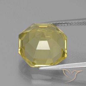 Quartz Jaune pâle naturelle Octogone / coupe Émeraude, 9.13 ct, VVS-VS