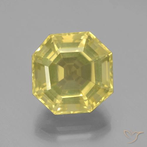 8.10ct Naturel Jaune très pâle Quartz, Taille émeraude, VVS-VS