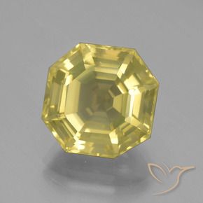 Quartz Jaune très pâle naturelle Octogone / coupe Émeraude, 8.10 ct, VVS-VS