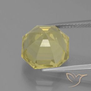 Quartz Jaune très pâle naturelle Octogone / coupe Émeraude, 8.23 ct, VVS