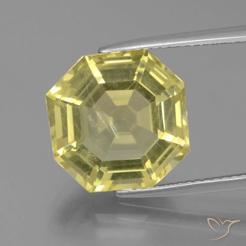 7.95ct Naturel Jaune moyen Quartz, Taille émeraude, VS-SI
