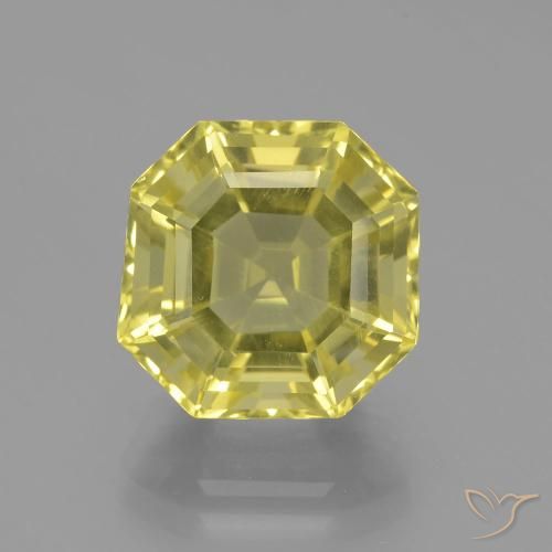 8.34ct Naturel Jaune pâle Quartz, Taille émeraude, VVS