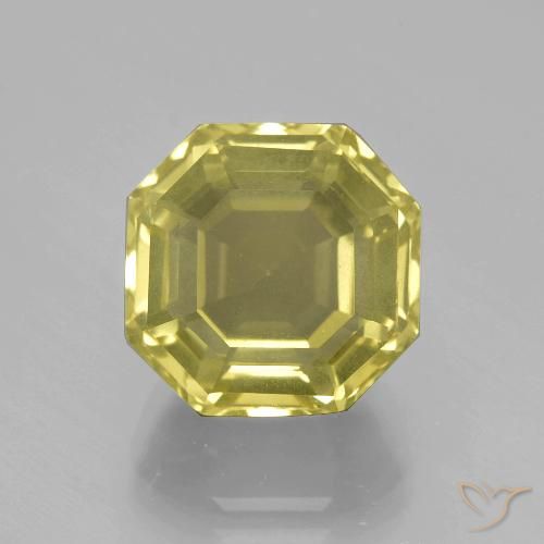 8.86ct Naturel Jaune pâle Quartz, Taille émeraude, VVS
