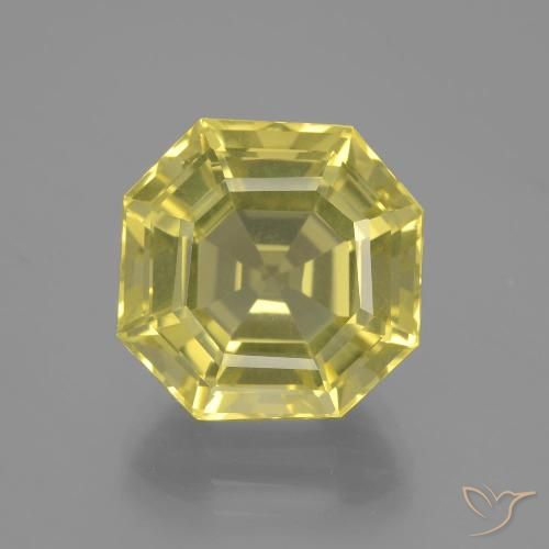 11.40ct Naturel Jaune ananas léger Quartz, Taille émeraude, VVS