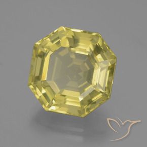 Quartz Jaune ananas léger naturelle Octogone / coupe Émeraude, 12.01 ct, VVS