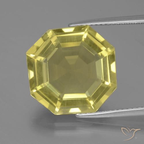 11.80ct Naturel Jaune ananas léger Quartz, Taille émeraude, VVS-VS