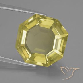 Quartz Jaune ananas léger naturelle Octogone / coupe Émeraude, 11.80 ct, VVS-VS